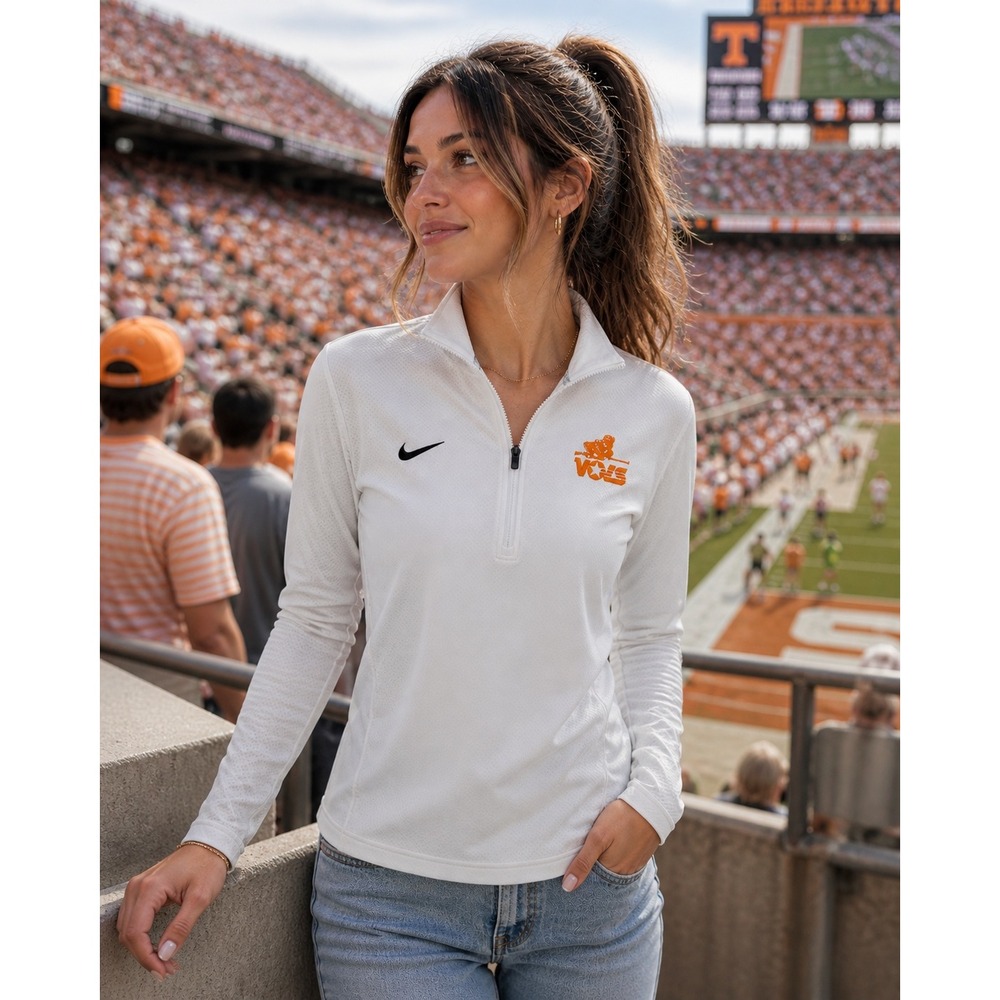 Nike Tennessee Vols Dri-FIT 1/4 Zip Pullover White Womens Medium Football SEC